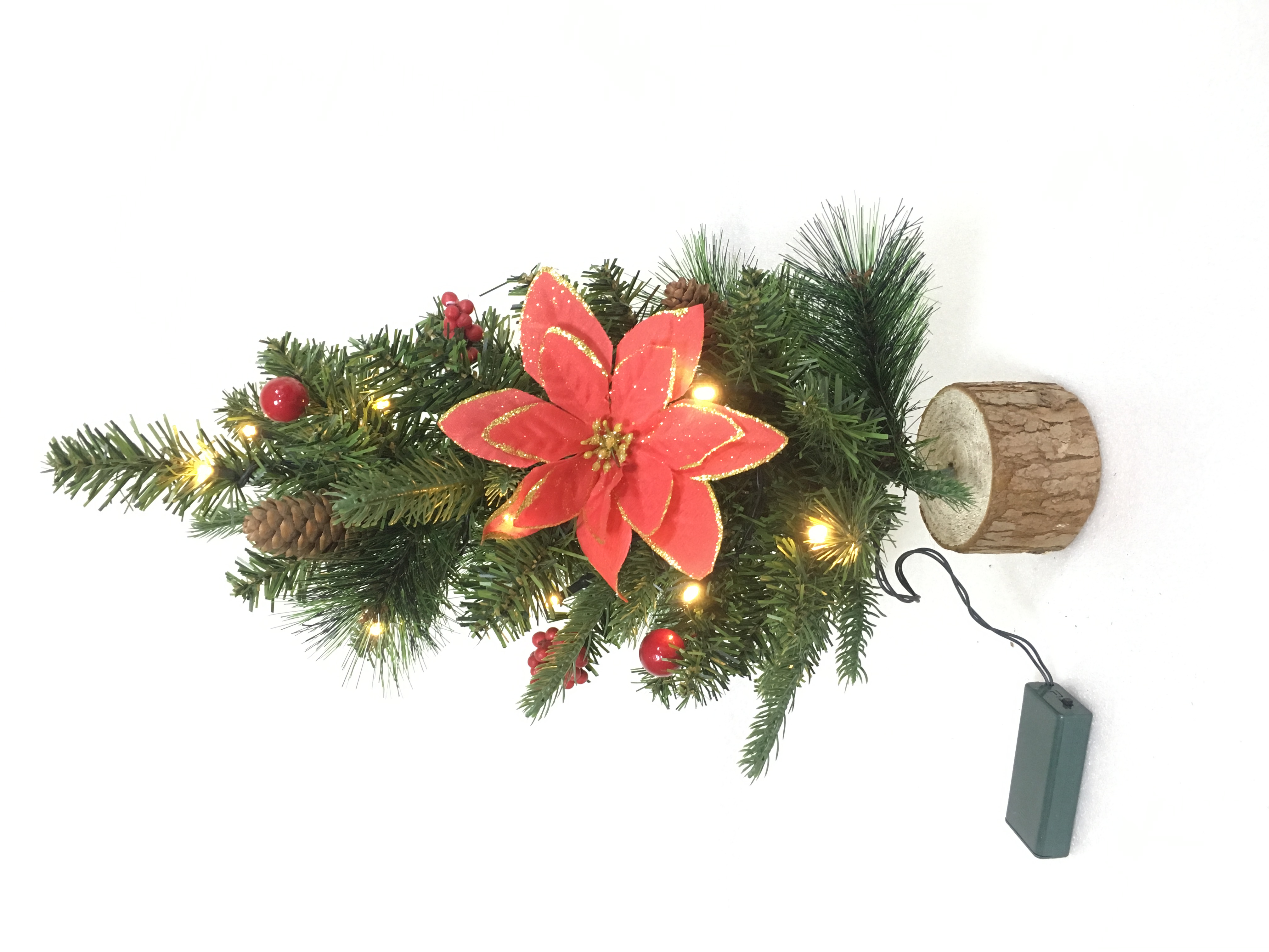 PVC PE 소나무 바늘 시리즈 크리스마스 Tree-40CM 작은 나무 머리와 발과 장식